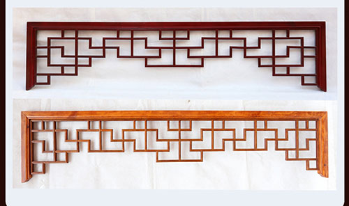 化州中式花格吊顶门楣挂落仿古落地罩在实际案例中的展示